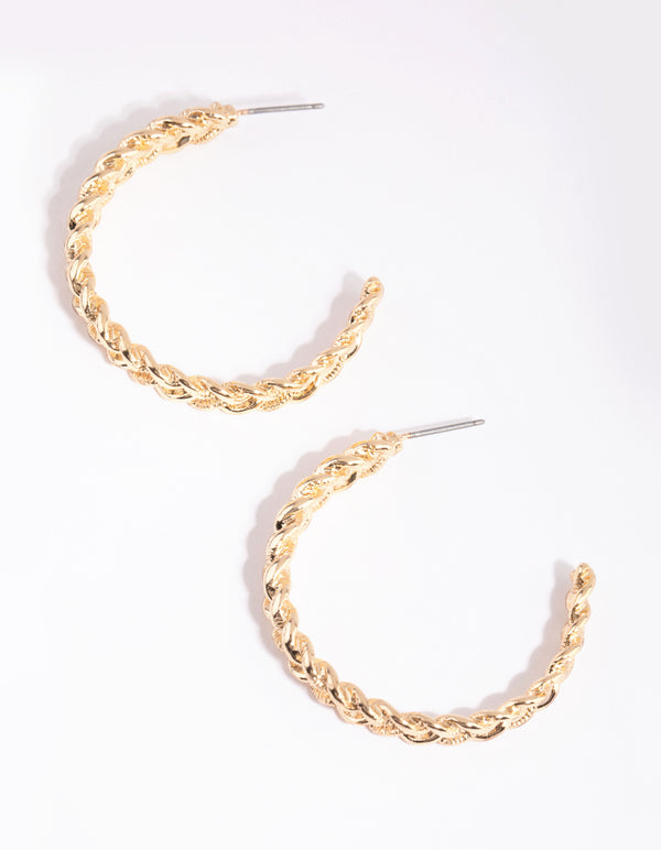 Gold Textured Hoop Earrings