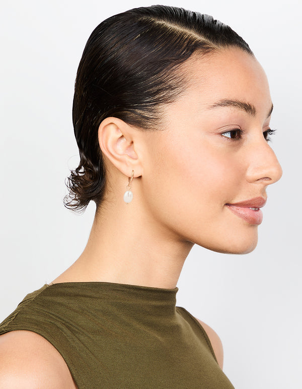 Pearl huggie earrings store