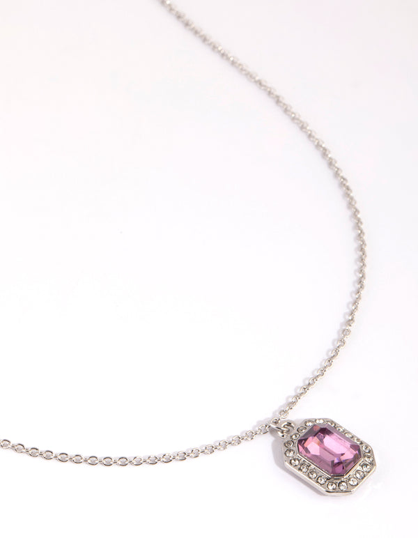 Silver Diamante Radiant Pendant Necklace