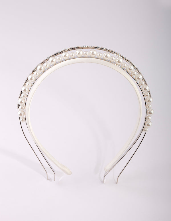 Silver Diamond & Pearl Alice Band