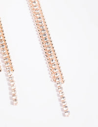 Rose Gold Triple Strand Drop Earrings - link has visual effect only