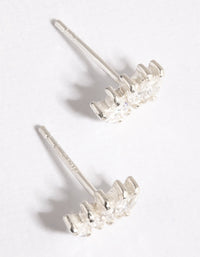 Sterling Silver Diamante Crown Stud Earring Set - link has visual effect only