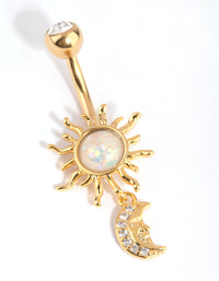 Gold Surgical Steel Sun & Moon Belly Bar - link has visual effect only