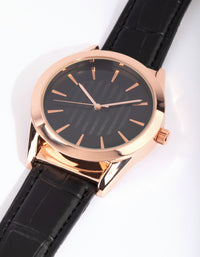 Rose Gold Shiny Crocodile PU Strap Watch - link has visual effect only