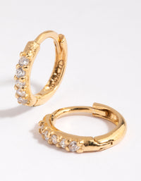 Gold Plated Sterling Silver Cubic Zirconia Huggie Earrings - link has visual effect only