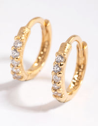 Gold Plated Sterling Silver Cubic Zirconia Huggie Earrings - link has visual effect only