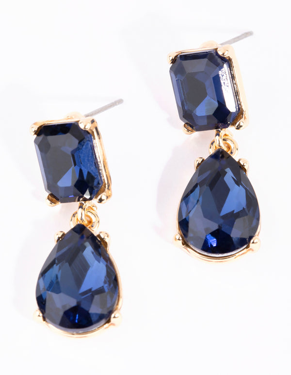 Gold Square & Teardrop Earrings