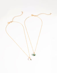 Gold  Semi-Precious Shard Necklace Set - link has visual effect only