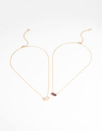 Gold Semi-Precious Oval Necklace Set - link has visual effect only