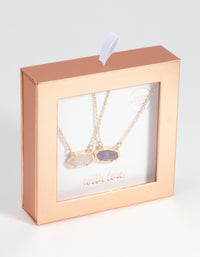 Gold Semi-Precious Oval Necklace Set - link has visual effect only