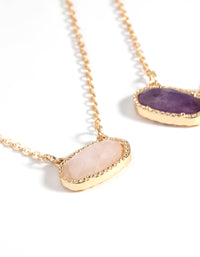 Gold Semi-Precious Oval Necklace Set - link has visual effect only