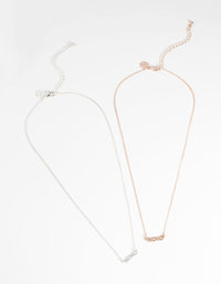 Mixed Metal XO Necklace Set - link has visual effect only