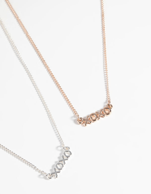 Mixed Metal XO Necklace Set