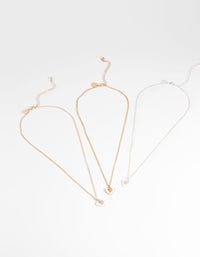 Mixed Metal Heart Necklace Set - link has visual effect only