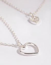 Silver Double Heart Layered Necklace - link has visual effect only