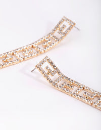 Gold Diamante Greek Key Drop Earrings - link has visual effect only