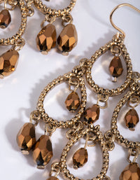 Gold Metal & Facet Bead Drop Earrings - link has visual effect only