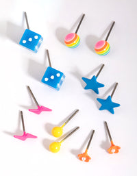 Kids Fluro Dice Stud Earring 6-Pack - link has visual effect only