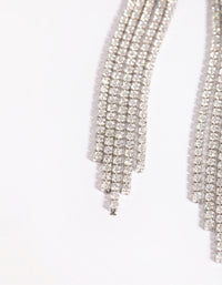 Silver Cubic Zirconia Cup Chain Fringe Drop Earrings - link has visual effect only