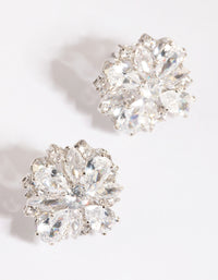 Silver Cubic Zirconia Flower Stud Earrings - link has visual effect only