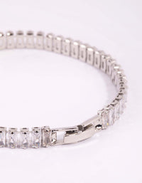 Rhodium Cubic Zirconia Baguette Tennis Bracelet - link has visual effect only