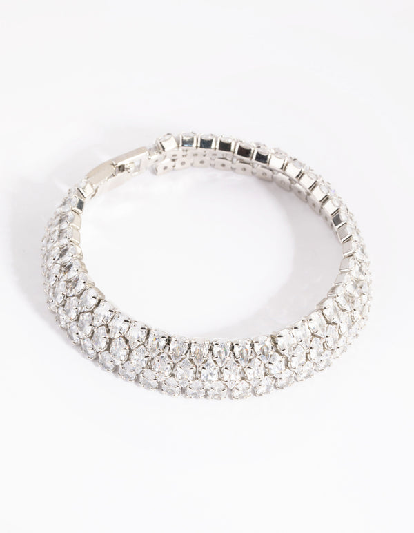 Rhodium Cubic Zirconia Tennis Bracelet