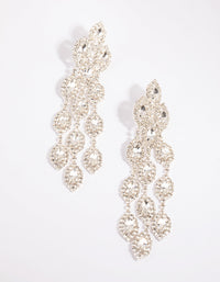 Silver Diamante Statement Teardrop Earrings - link has visual effect only