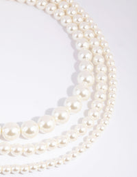 Silver Graduated Pearl Layered Necklace - link has visual effect only