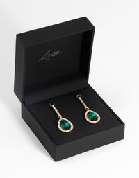 Gold Teardrop Diamante Drop Earrings - link has visual effect only