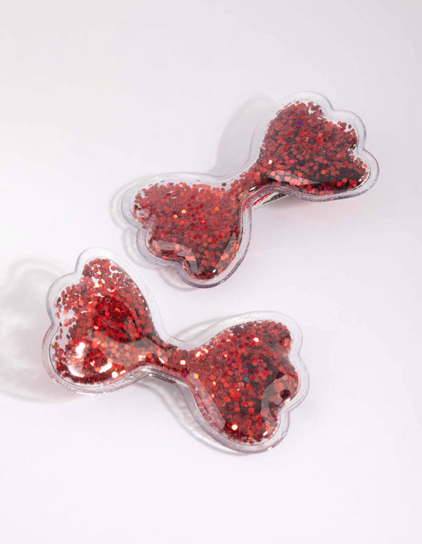 Kids Red Bow Clips