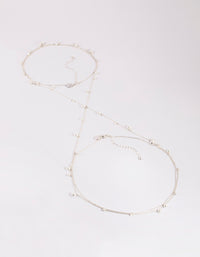 Silver Pearl Cluster Body Chain - link has visual effect only