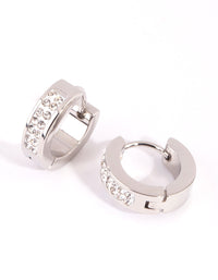 Surgical Steel Half Pave Huggie Earrings - link has visual effect only