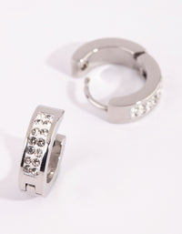 Surgical Steel Half Pave Huggie Earrings - link has visual effect only