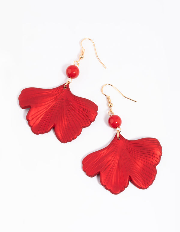 Red Flower Drop Earrings