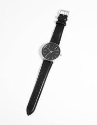 Silver Classic Faux Leather Watch - link has visual effect only