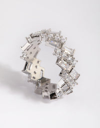 Silver Cubic Zirconia Baguette Ring - link has visual effect only