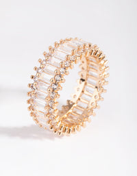 Gold Cubic Zirconia Baguette Ring - link has visual effect only