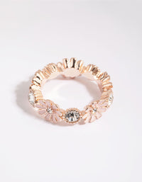 Rose Gold Flower & Diamante Ring - link has visual effect only