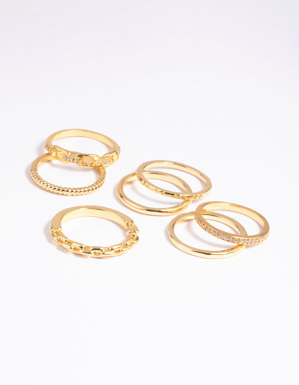 Gold Plated Stacking Rings with Diamantes