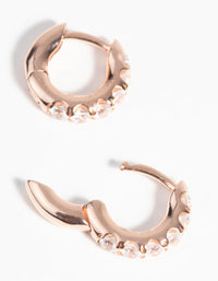 Rose Gold Plated Sterling Silver Diamante Huggie Hoop Earrings - link has visual effect only