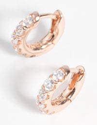 Rose Gold Plated Sterling Silver Diamante Huggie Hoop Earrings - link has visual effect only