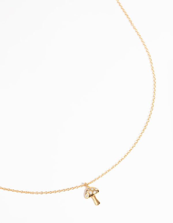 Gold Plated Sterling Silver Mushroom Necklace