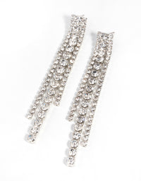 Rhodium Diamante Drop Earrings - link has visual effect only