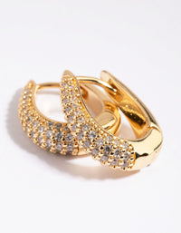 Gold Plated Hoop Earrings with Cubic Zirconia - link has visual effect only