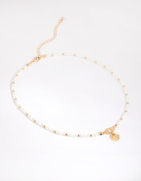 Gold Plated Beaded Necklace with Freshwater Pearl - link has visual effect only