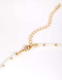 Gold Plated Beaded Necklace with Freshwater Pearl - link has visual effect only