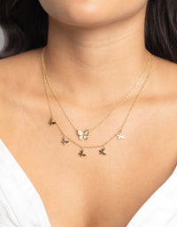 Gold Plated Butterfly Necklace Set - link has visual effect only