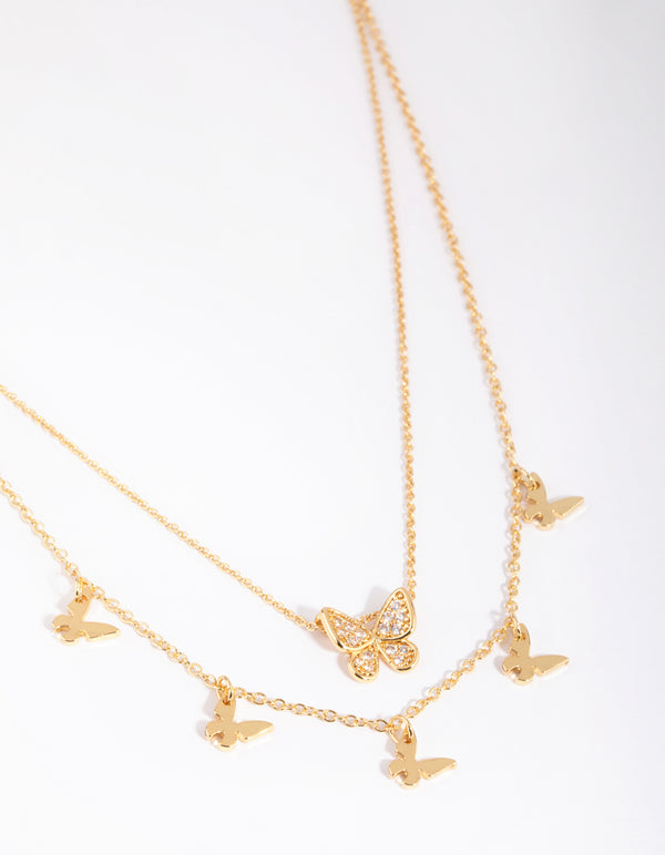 Gold Plated Butterfly Necklace Set