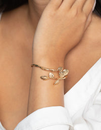 Gold Plated Leaf Cuff Bracelet - link has visual effect only