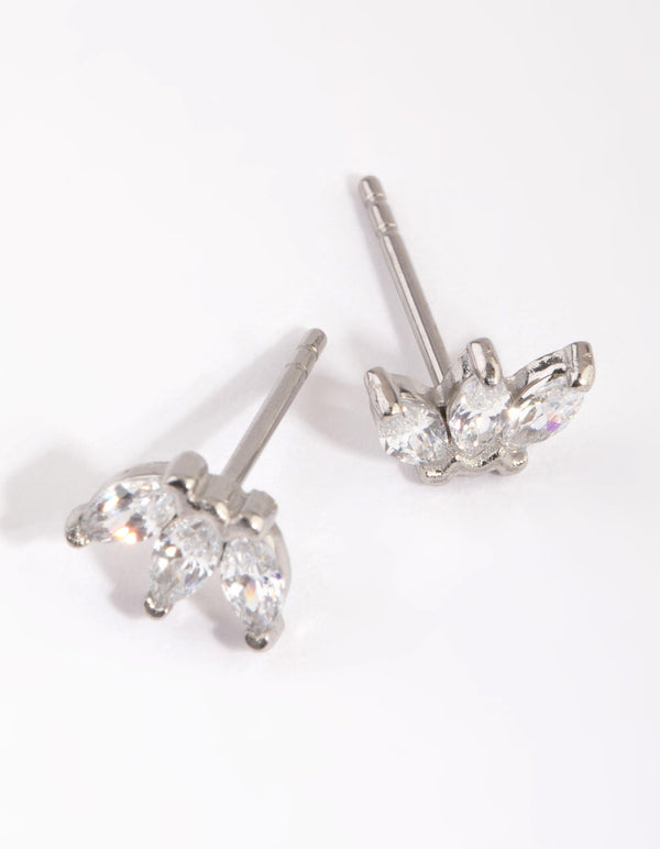 Surgical Steel Marquise Diamante Stud Earrings